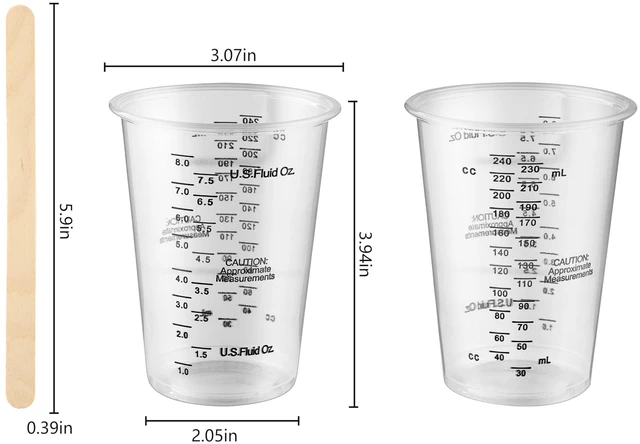 Alt view image 2 of 7 - 40PCS Measuring Mixing Cups, Little Cook 8oz Disposable Clear Plastic Resin Epoxy Paint Mixing Cups with 40pcs Wooden Stirring Sticks