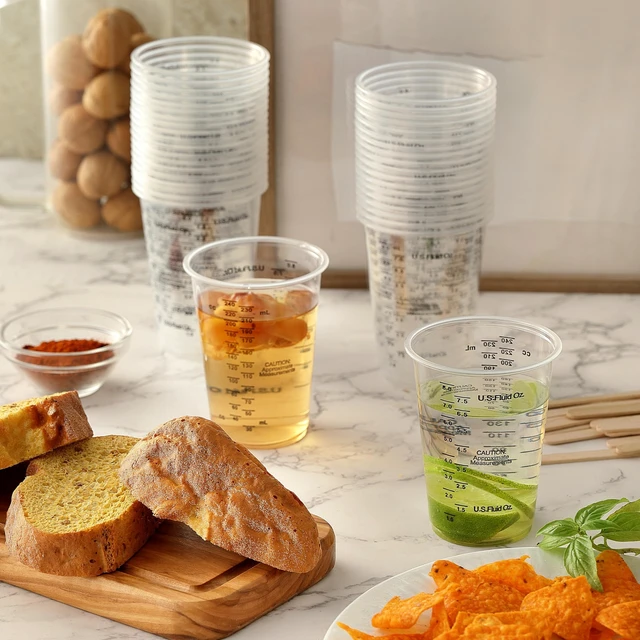 Alt view image 6 of 7 - 40PCS Measuring Mixing Cups, Little Cook 8oz Disposable Clear Plastic Resin Epoxy Paint Mixing Cups with 40pcs Wooden Stirring Sticks