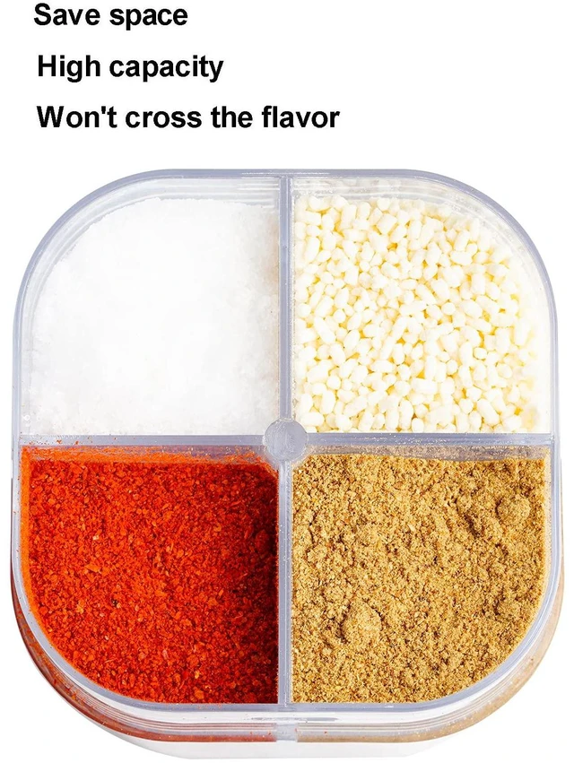Alt view image 3 of 7 - 2 Pack Spice Container Salt and Pepper Seasoning Shaker Jars White Grey | 4 in 1, for Camping, Cooking, Travel, Home, Restaurant