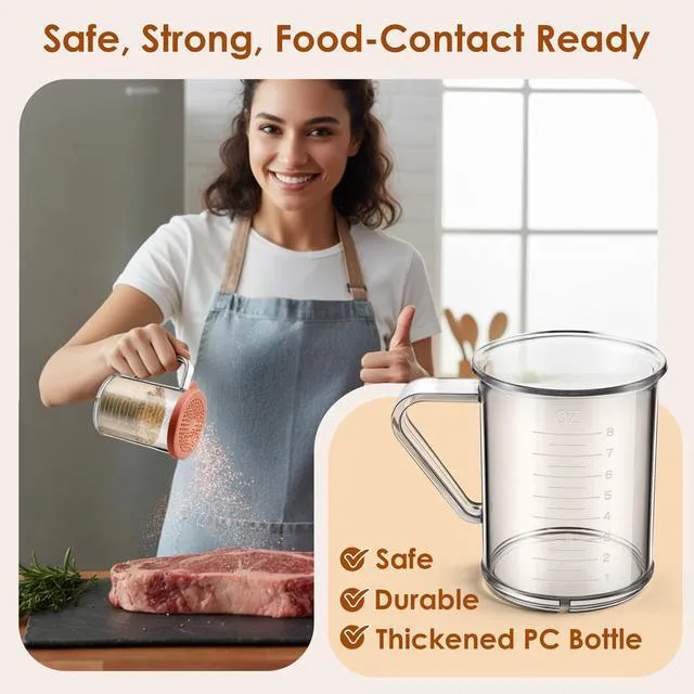 Alt view image 5 of 7 - 5 Pcs Dredge with Snap Lid, Seasoning Sugar Spice Shaker with Lids | 10 OZ Clear Spice Dredge, Dishwasher Safe, Clear PC Body, Measuring Marks, Interchangeable Lids,Fine & Coarse Seasoning
