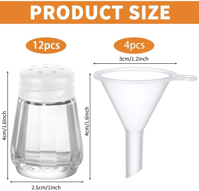 Alt view image 2 of 6 - 12 Pcs Mini Salt and Pepper Shakers Glass, 0.5 oz White | Small Glass Spice Jars Bulk, Wedding Party Restaurant Supply, Portable Travel Camping Use, Kitchen Funnels Easy Refilling