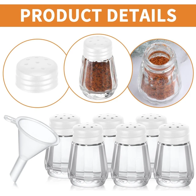 Alt view image 3 of 6 - 12 Pcs Mini Salt and Pepper Shakers Glass, 0.5 oz White | Small Glass Spice Jars Bulk, Wedding Party Restaurant Supply, Portable Travel Camping Use, Kitchen Funnels Easy Refilling