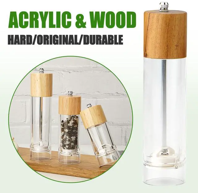 Alt view image 4 of 7 - Premium Acrylic Salt and Pepper Grinder, Manual Acacia wood Salt and Pepper Mills (Oak6)
