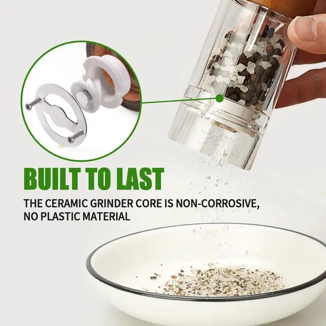 Alt view image 3 of 7 - Premium Acrylic Salt and Pepper Grinder, Manual Acacia wood Salt and Pepper Mills (Oak6)