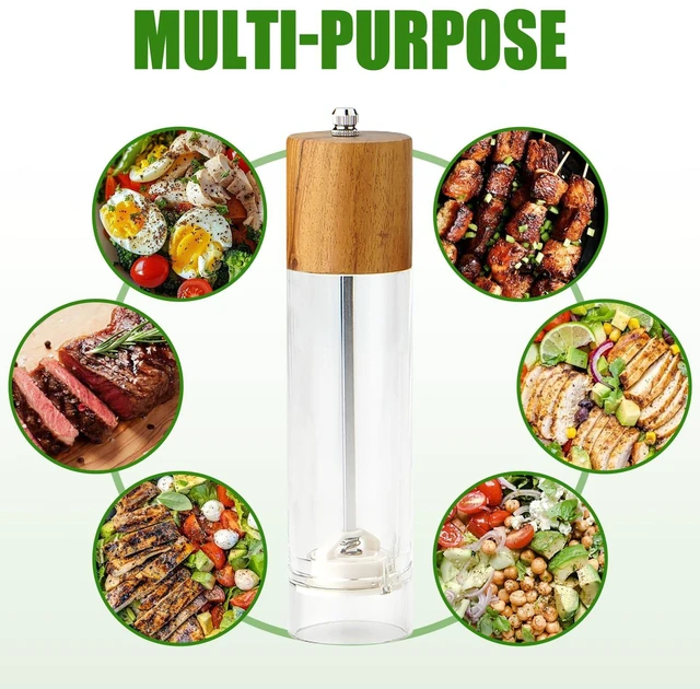 Alt view image 7 of 7 - Premium Acrylic Salt and Pepper Grinder, Manual Acacia wood Salt and Pepper Mills (Oak6)