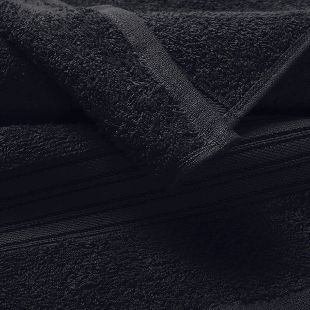 Alt view image 2 of 6 - Ultra Soft 3 Pack Cotton Towel Set, Contains a Bath Towels 28x55 inch, a Hand Towels 16x24 inch & a Wash Coths 12x12 inch, Ideal Everyday use, Compact & Lightweight - Black
