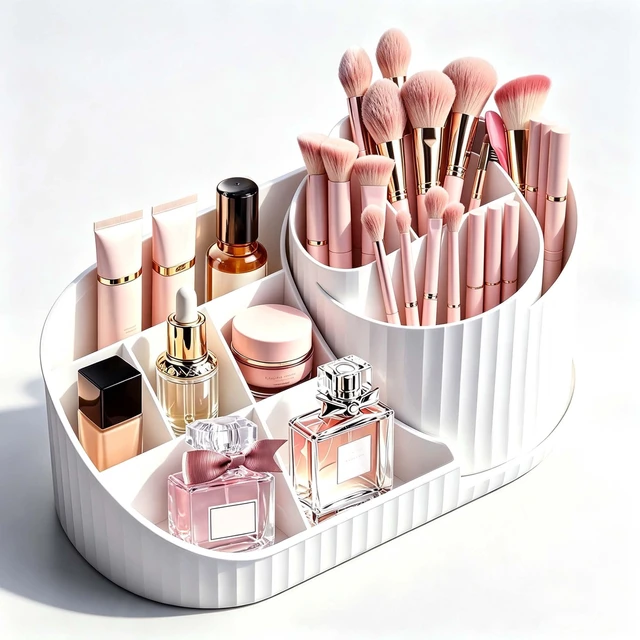 Main image of Rotating Makeup Brush Holder Organizer,11 Slots Spinner Makeup Organizer | Cosmetic Storage for Dersser, Dorm, Bathroom Countertop, Cosmetic Display Case for Lipstick, Skincare, Brushes, Eyeshadow