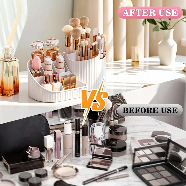 Alt view image 4 of 7 - Rotating Makeup Brush Holder Organizer,11 Slots Spinner Makeup Organizer | Cosmetic Storage for Dersser, Dorm, Bathroom Countertop, Cosmetic Display Case for Lipstick, Skincare, Brushes, Eyeshadow