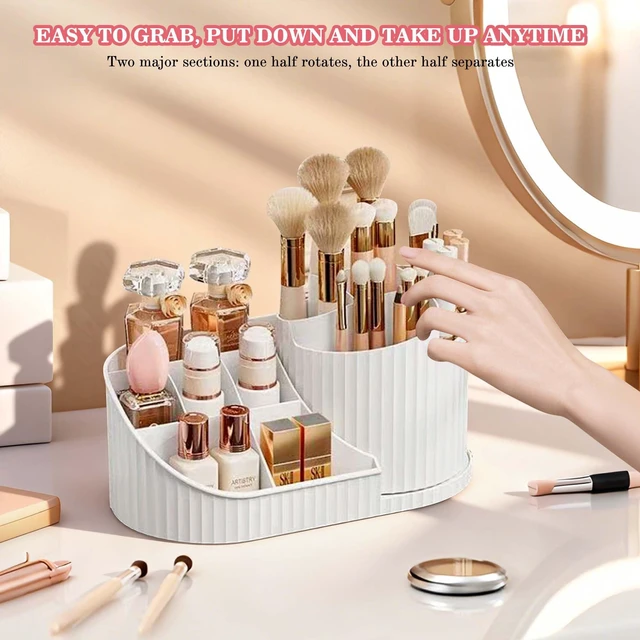 Alt view image 6 of 7 - Rotating Makeup Brush Holder Organizer,11 Slots Spinner Makeup Organizer | Cosmetic Storage for Dersser, Dorm, Bathroom Countertop, Cosmetic Display Case for Lipstick, Skincare, Brushes, Eyeshadow