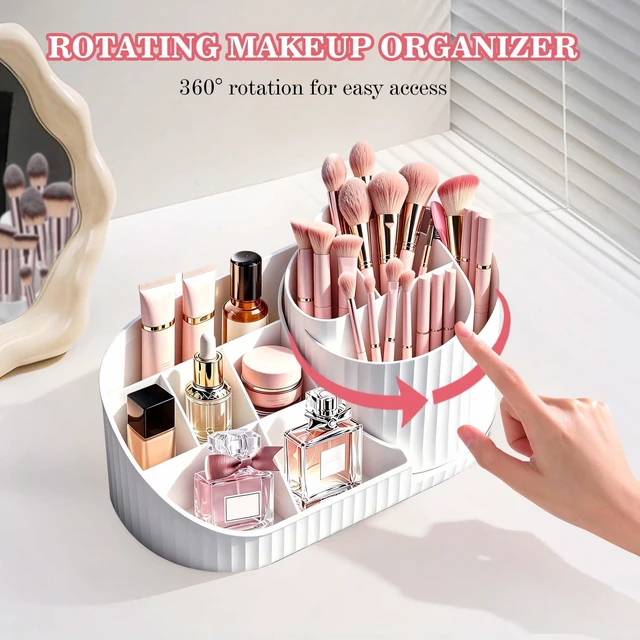 Alt view image 5 of 7 - Rotating Makeup Brush Holder Organizer,11 Slots Spinner Makeup Organizer | Cosmetic Storage for Dersser, Dorm, Bathroom Countertop, Cosmetic Display Case for Lipstick, Skincare, Brushes, Eyeshadow