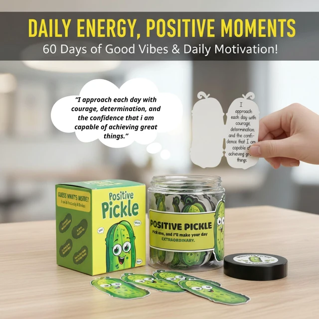 Alt view image 2 of 7 - 60 Positive Pickle Cards Jar, Birthday Gifts for Women, Teens, Adults, Back to School Gift, White Elephant Gifts, Stocking Stuffers, Teen Girl Gifts Trendy Stuff