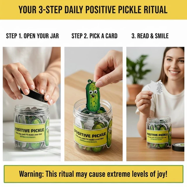Alt view image 3 of 7 - 60 Positive Pickle Cards Jar, Birthday Gifts for Women, Teens, Adults, Back to School Gift, White Elephant Gifts, Stocking Stuffers, Teen Girl Gifts Trendy Stuff
