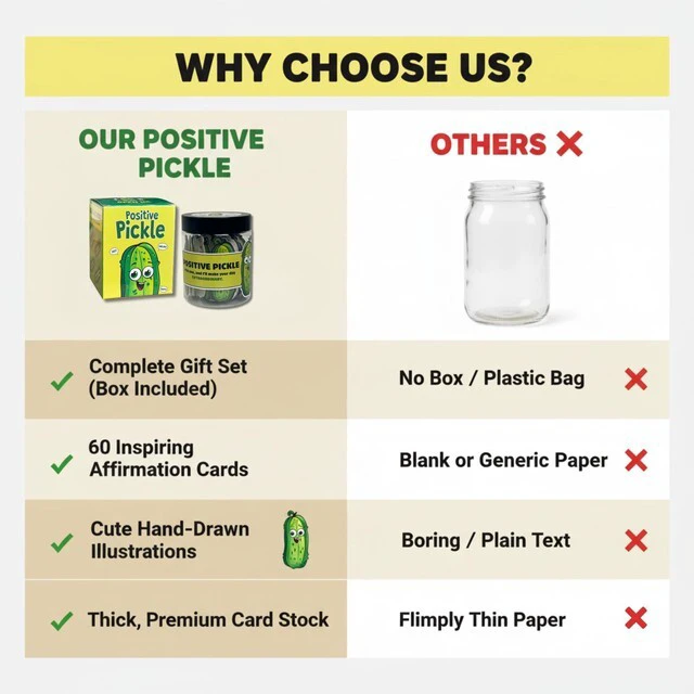 Alt view image 7 of 7 - 60 Positive Pickle Cards Jar, Birthday Gifts for Women, Teens, Adults, Back to School Gift, White Elephant Gifts, Stocking Stuffers, Teen Girl Gifts Trendy Stuff