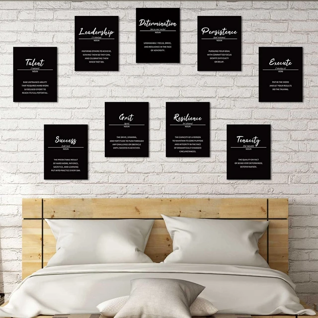 Alt view image 6 of 6 - 9 Inspirational Wall Art Prints for Classroom Office, 8x10, Unframed | Black Motivational Quote Posters, Teens Adults Decor, Affirmation Prints, College Dorm, Living Room Wall Decorations