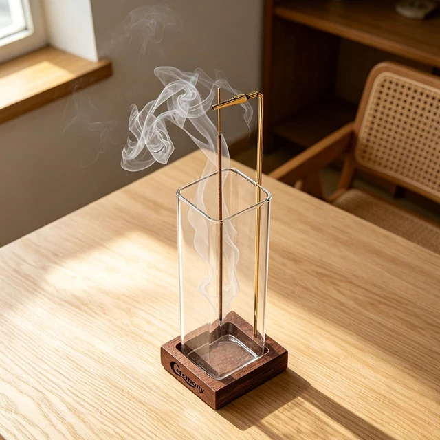 Alt view image 3 of 7 - Incense Holder,Wooden Incense Holder for Sticks with Ash Catcher | Anti-ash Incense Burner with 20 Incense Sticks and a Ash Brush for Meditation Yoga Spa Room Decor