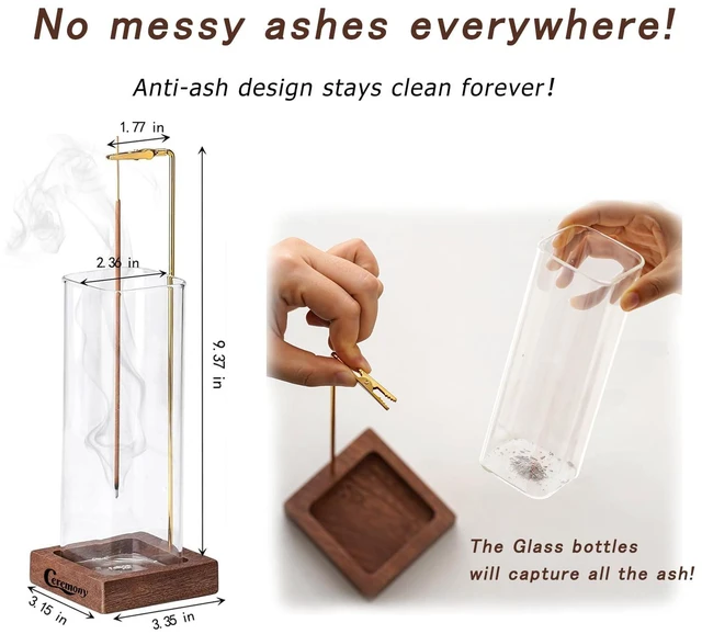 Alt view image 4 of 7 - Incense Holder,Wooden Incense Holder for Sticks with Ash Catcher | Anti-ash Incense Burner with 20 Incense Sticks and a Ash Brush for Meditation Yoga Spa Room Decor