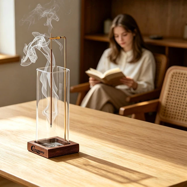 Alt view image 6 of 7 - Incense Holder,Wooden Incense Holder for Sticks with Ash Catcher | Anti-ash Incense Burner with 20 Incense Sticks and a Ash Brush for Meditation Yoga Spa Room Decor