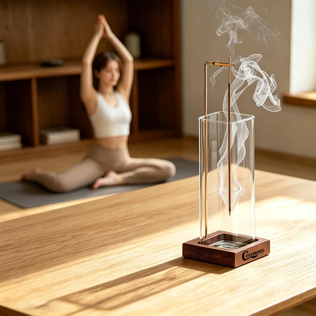 Alt view image 7 of 7 - Incense Holder,Wooden Incense Holder for Sticks with Ash Catcher | Anti-ash Incense Burner with 20 Incense Sticks and a Ash Brush for Meditation Yoga Spa Room Decor