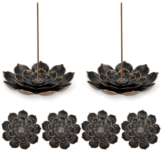 Main image of 6 Pieces Incense Holder Lotus Incense Stick Holder Burner for Home Fragrance Yoga Sauna SPA Vintage Flower Shaped Multihole Holders for Stick
