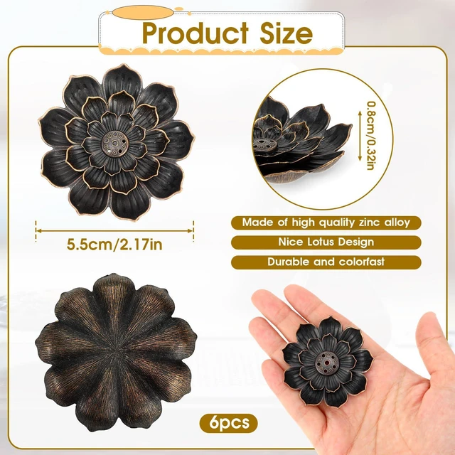 Alt view image 2 of 7 - 6 Pieces Incense Holder Lotus Incense Stick Holder Burner for Home Fragrance Yoga Sauna SPA Vintage Flower Shaped Multihole Holders for Stick