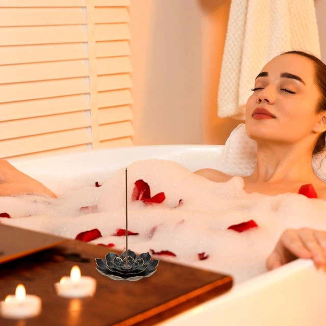 Alt view image 5 of 7 - 6 Pieces Incense Holder Lotus Incense Stick Holder Burner for Home Fragrance Yoga Sauna SPA Vintage Flower Shaped Multihole Holders for Stick