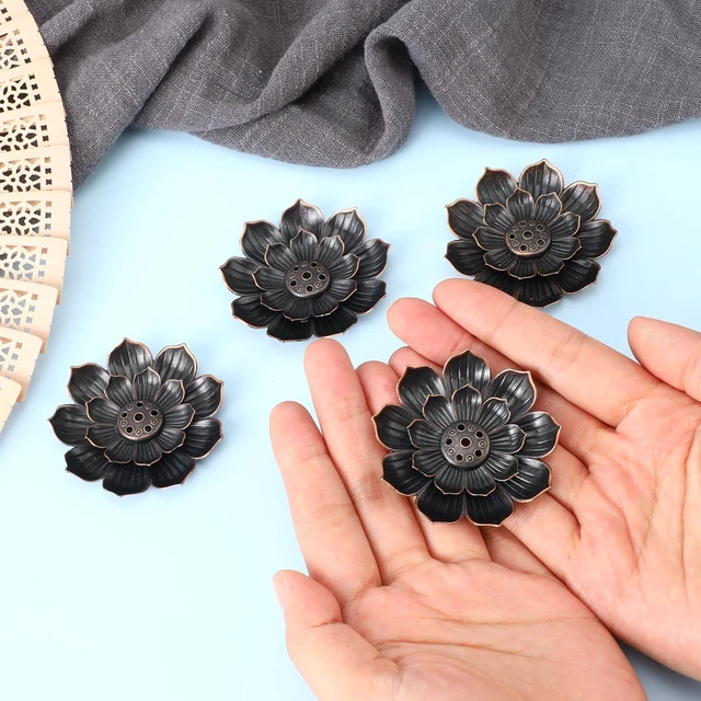 Alt view image 3 of 7 - 6 Pieces Incense Holder Lotus Incense Stick Holder Burner for Home Fragrance Yoga Sauna SPA Vintage Flower Shaped Multihole Holders for Stick