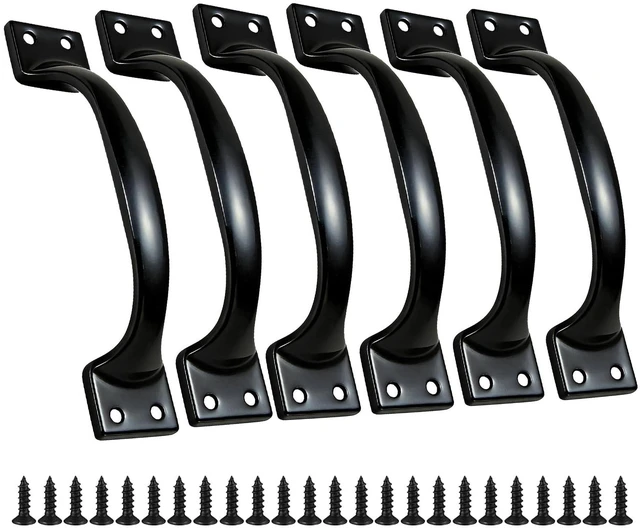 Main image of 6PCS Cabinet Pull & Door Handle, Premium 5.6-Inch Kitchen Drawer Pulls | Black Stainless Steel Gate Door Handles for Outdoor, Garage, Bathroom, Cupboard, Easy Installation