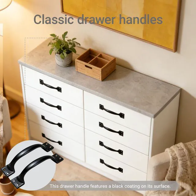 Alt view image 2 of 7 - 6PCS Cabinet Pull & Door Handle, Premium 5.6-Inch Kitchen Drawer Pulls | Black Stainless Steel Gate Door Handles for Outdoor, Garage, Bathroom, Cupboard, Easy Installation