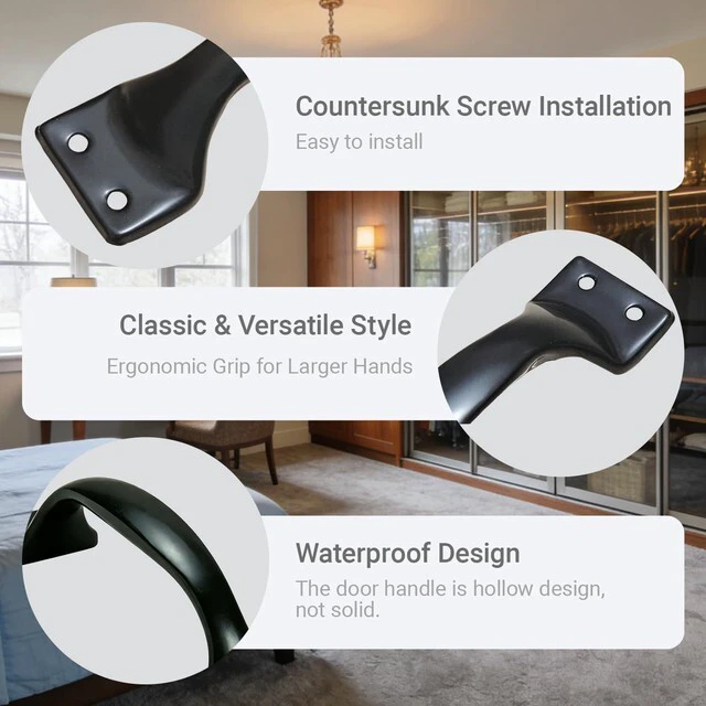 Alt view image 5 of 7 - 6PCS Cabinet Pull & Door Handle, Premium 5.6-Inch Kitchen Drawer Pulls | Black Stainless Steel Gate Door Handles for Outdoor, Garage, Bathroom, Cupboard, Easy Installation