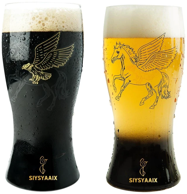 Alt view image 2 of 7 - Beer Glasses for Men, 16 oz Drinking Glass Set with Built-in Bottle Opener, Color-Shift Design, Pilsner Craft Glassware for Beer, Great Gift for Dad, Husband, Fathers Day or Anniversary (1)
