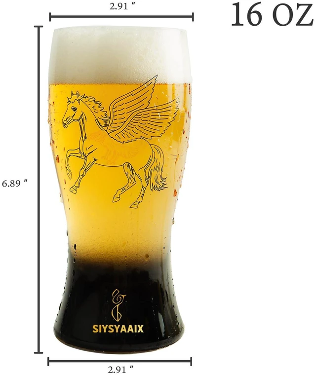 Alt view image 6 of 7 - Beer Glasses for Men, 16 oz Drinking Glass Set with Built-in Bottle Opener, Color-Shift Design, Pilsner Craft Glassware for Beer, Great Gift for Dad, Husband, Fathers Day or Anniversary (1)
