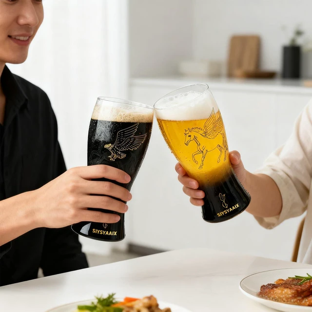 Alt view image 7 of 7 - Beer Glasses for Men, 16 oz Drinking Glass Set with Built-in Bottle Opener, Color-Shift Design, Pilsner Craft Glassware for Beer, Great Gift for Dad, Husband, Fathers Day or Anniversary (1)