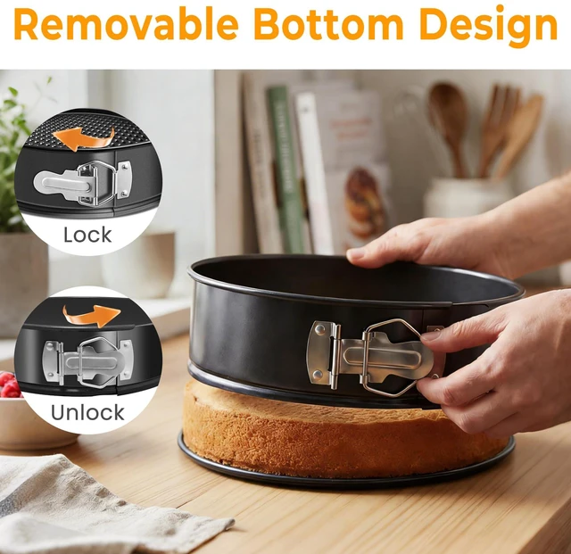 Alt view image 3 of 7 - 6 Inch Springform Pan, Nonstick, Leakproof Design | Oven-Safe Up to 500°F, Removable Bottom for Easy Release, Professional Round Cheesecake Pan for Baking