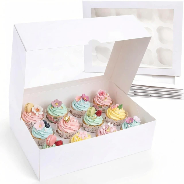 Main image of 12 Count Cupcake Boxes, 6 PCS Cupcake Container with Window | Boxes Holding 72pastry for Birthday Holiday, Party Bakery Supplies 13.2x9.8 X4