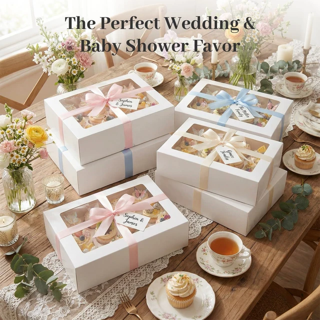 Alt view image 5 of 7 - 12 Count Cupcake Boxes, 6 PCS Cupcake Container with Window | Boxes Holding 72pastry for Birthday Holiday, Party Bakery Supplies 13.2x9.8 X4