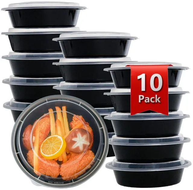 Main image of Meal Prep Containers, Food Containers with Lids, 24 oz, 10 Pack | 10 Pack 24 oz reusable meal prep containers with lids, stackable, microwave/freezer safe and BPA-free for food prep, stora...