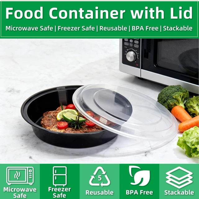 Alt view image 3 of 7 - Meal Prep Containers, Food Containers with Lids, 24 oz, 10 Pack | 10 Pack 24 oz reusable meal prep containers with lids, stackable, microwave/freezer safe and BPA-free for food prep, stora...