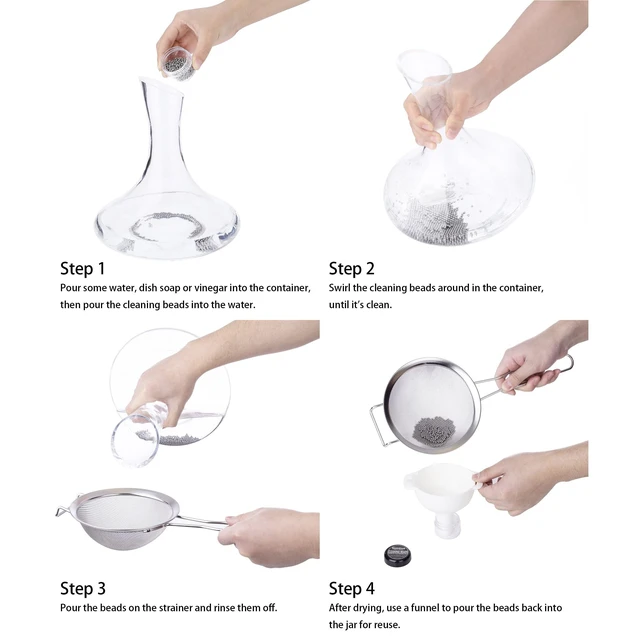 Alt view image 5 of 7 - 1000 PCS Decanter Cleaning Beads, Cleaner for Wine Decanter, Carafe and Vase, 304 Stainless Steel Cleaning balls