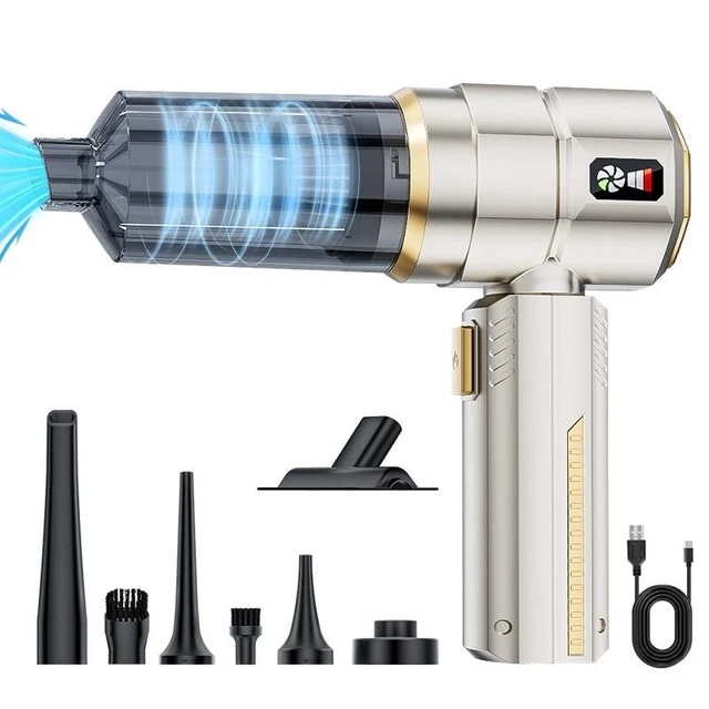 Alt view image 8 of 14 - ST-6902BPlus Wireless Car Vacuum, 16000Pa Suction, 3-Speed Brushless, Blow/Suction/Inflate, 6000mAh, Type-C, LED Power Display Silver-golden