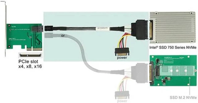 Alt view image 12 of 14 - U.2 U2 SFF-8639 NVME PCIe SSD Cable for Mainboard Intel SSD 750 p3600 p3700 M.2 SFF-8643 Mini SAS HD
