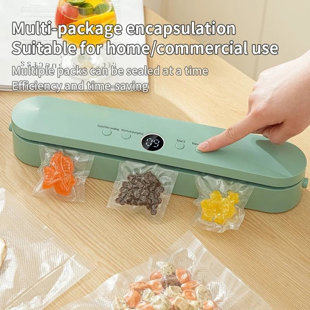 Alt view image 12 of 14 - Automatic Vacuum Sealer Machine, Food Sealer for Home, Smart One-Touch Vacuum Sealing System, Compact Food Saver for Kitchen Storage - white