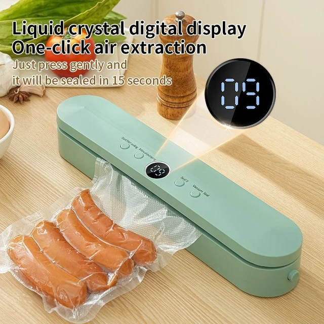 Alt view image 10 of 14 - Automatic Vacuum Sealer Machine, Food Sealer for Home, Smart One-Touch Vacuum Sealing System, Compact Food Saver for Kitchen Storage - white