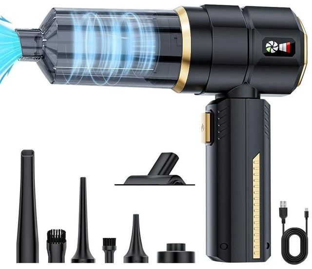 Alt view image 13 of 14 - ST-6902BPlus Wireless Car Vacuum, 16000Pa Suction, 3-Speed Brushless, Blow/Suction/Inflate, 6000mAh, Type-C, LED Power Display Silver-golden