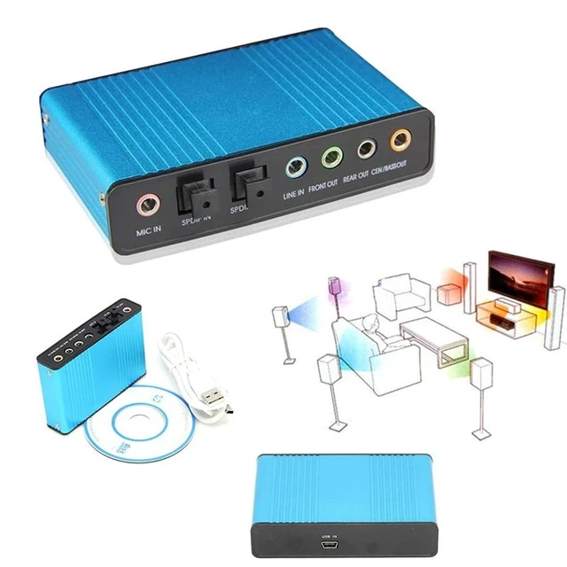 Alt view image 12 of 12 - USB 5.1 o Sound Card Optical Fiber Laptop PC Sound Card S/PDIF for HTPC Home Theatre Video Game