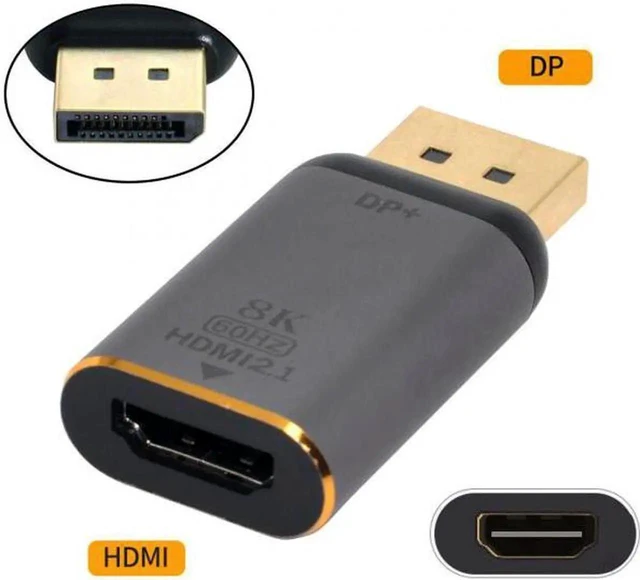 Alt view image 9 of 12 - DisplayPort 1.4 Source to HDMI 2.0 Display 8K 60hz UHD 4K DP to HDMI Male Monitor Adapter Connector
