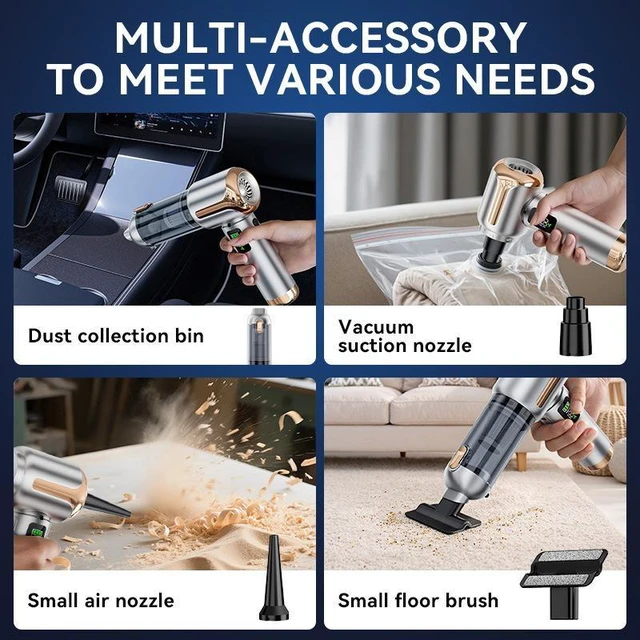 Alt view image 12 of 12 - ST-6706APlus Wireless Car Vacuum Cleaner & Air Duster 2-in-1 20000Pa Brushless Handheld Vacuum for Car Interior Keyboard PC Computer Cleaning Type-C Fast Charging 3-Speed Control