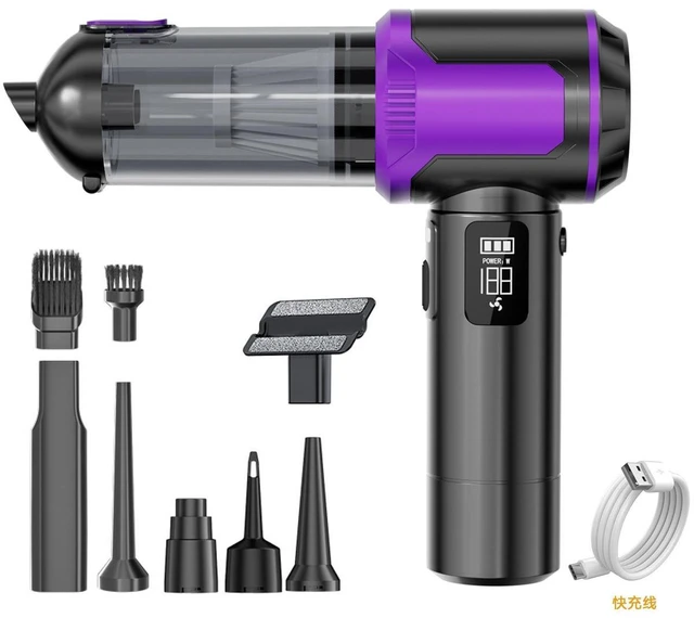 Alt view image 13 of 14 - Fast Charging Brushless Car Vacuum Blow/Suction/Inflate, 2000mAh, LCD Battery Display, LED Light, One-Key Dust Dump