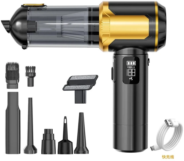 Alt view image 14 of 14 - Fast Charging Brushless Car Vacuum Blow/Suction/Inflate, 2000mAh, LCD Battery Display, LED Light, One-Key Dust Dump