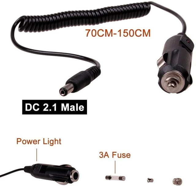Alt view image 4 of 4 - DC 5.5x2.1mm Car Charger 12V 12-Volt 24V 24-Volt Cigarette Lighter Power Supply Adapter Charger Cable for Car Truck Bus Van Boat