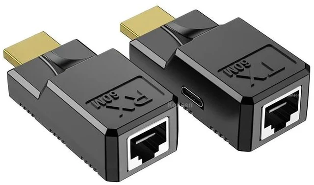 Alt view image 11 of 12 - 1080P HDMI Extender over Cat6 Ethernet cable to 60M HDMI rj45 Extension Audio Video Sync Transmitter for PC Loptop HDTV Monitor